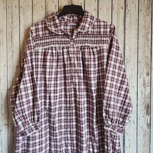 Erika Taylor Womens Long Flannel Plaid Nightgown Size 1X Cottagecore Cotton